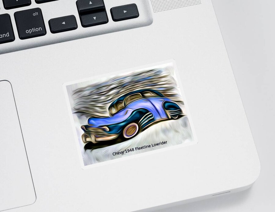 Chevy Sticker featuring the digital art Revved Up and Rarin' To Go... Blue by Ronald Mills