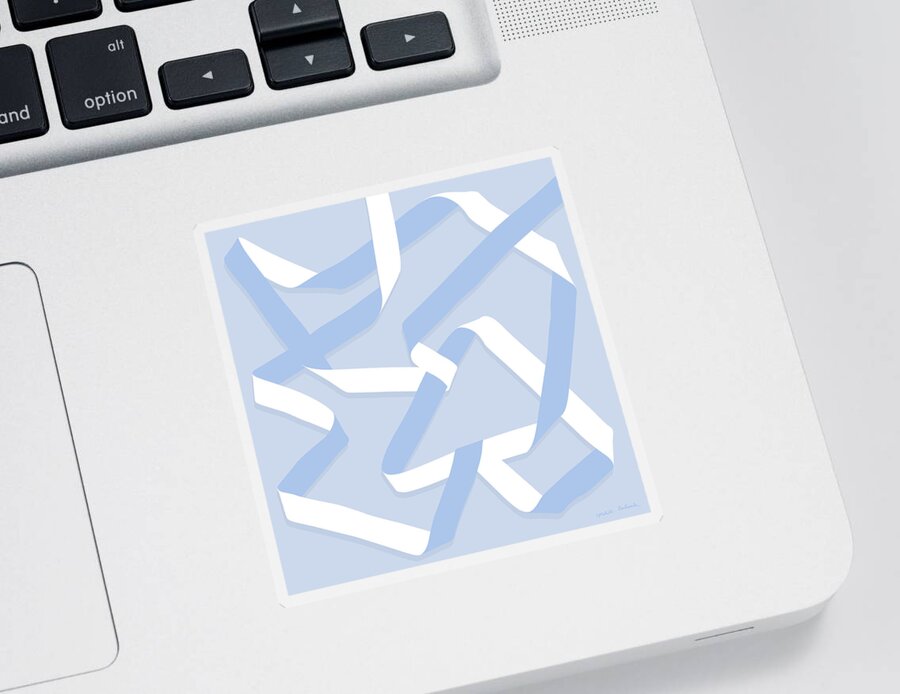 Nikita Coulombe Sticker featuring the painting Ribbon 13 in light blue by Nikita Coulombe
