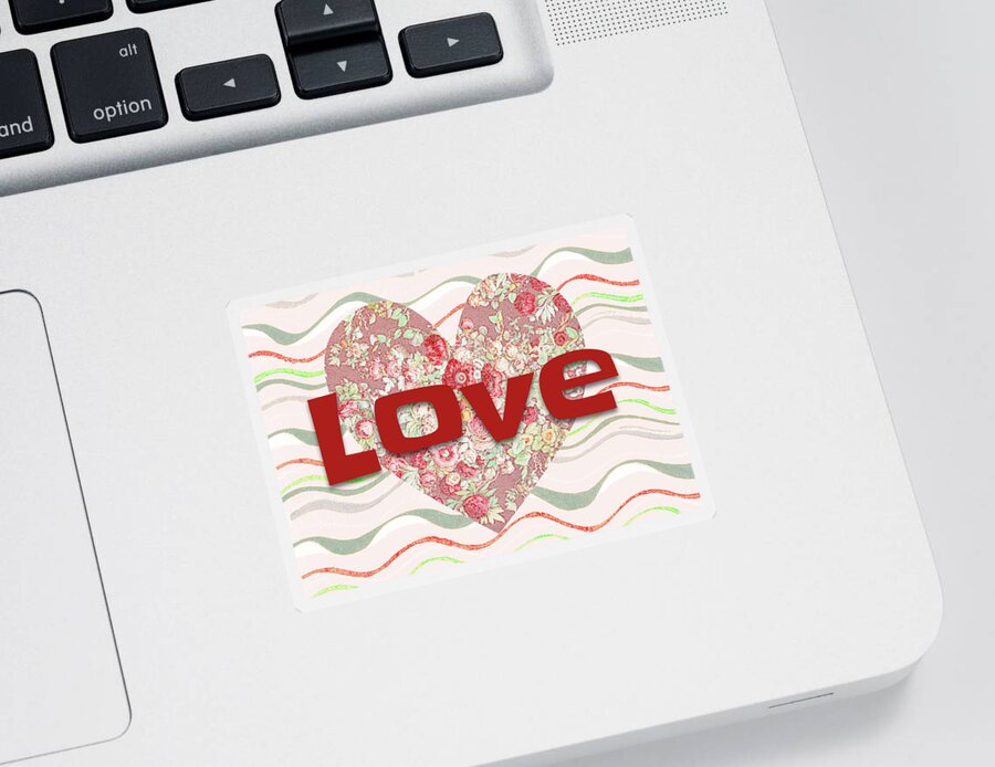 Heart Sticker featuring the digital art Ribbons and a Heart of Love by Gaby Ethington