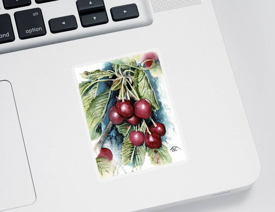 Cherries Sticker featuring the painting Ripe Cherries by Tammy Crawford