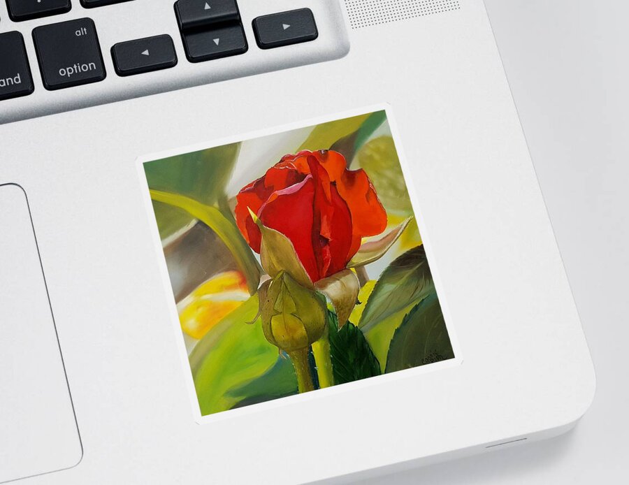 Oil Painting Sticker featuring the painting Rose Bud by Connie Rish