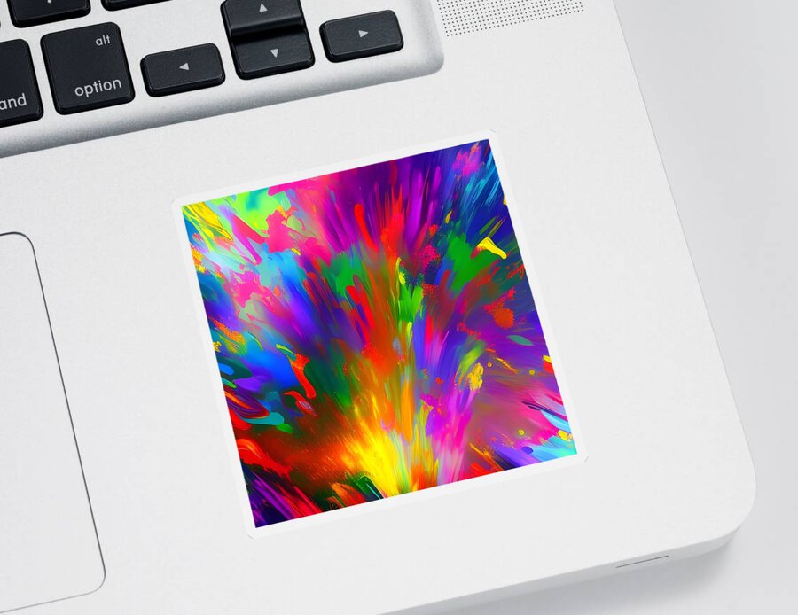 Digital Abstract Colorful Sticker featuring the digital art Rising Colors by Beverly Read