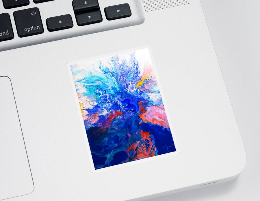 Abstract Sticker featuring the painting Rising Sea by Christine Bolden