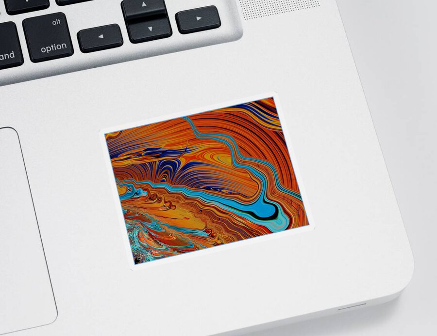 Abstract Sticker featuring the photograph River Delta - Abstract by Barbara Zahno
