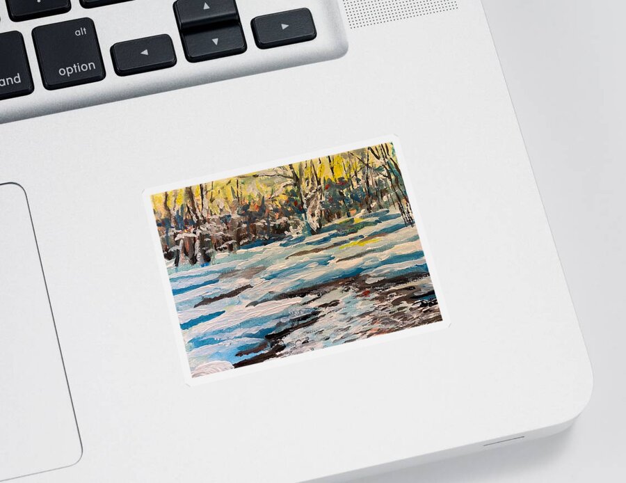 Winter Sticker featuring the painting River Glaciers by Larry Whitler