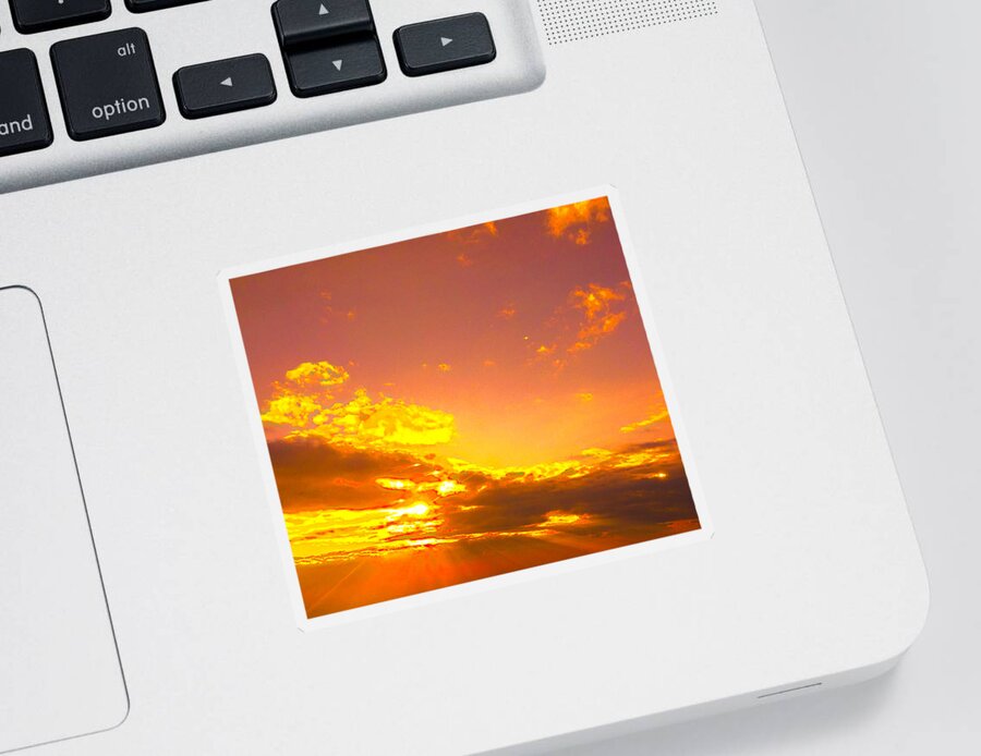 Flowijng Lave In The Sky Sticker featuring the photograph River Of Gold by Trevor A Smith