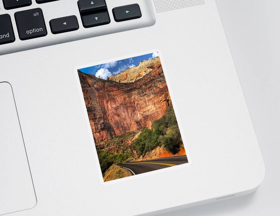 Photograph Sticker featuring the photograph Road Into Zion, Utah by John A Rodriguez