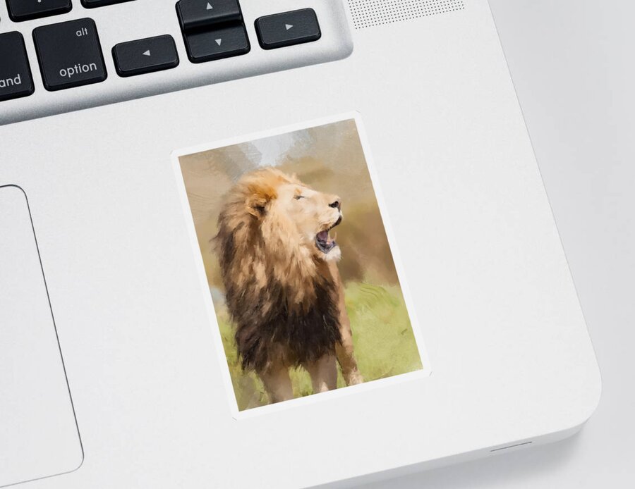 Lion Sticker featuring the painting Roar by Gary Arnold