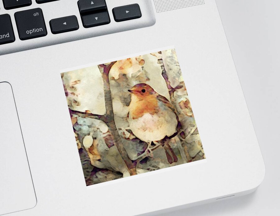 Robin In A Tree Sticker featuring the digital art Robin Song of Spring by Susan Maxwell Schmidt