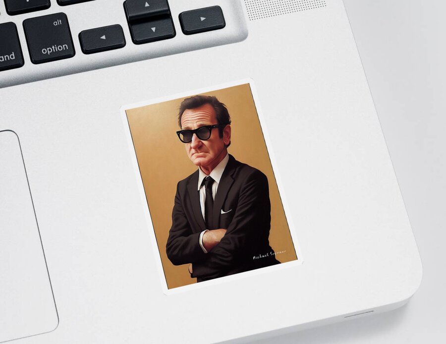 Robin Williams Sticker featuring the painting Robin Williams Sunglasses by Michael Soprano