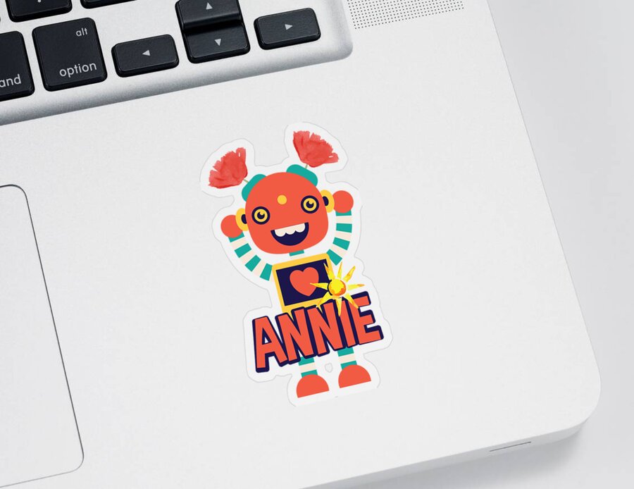 Robot Sticker featuring the digital art Robot Annie by Jacob Zelazny