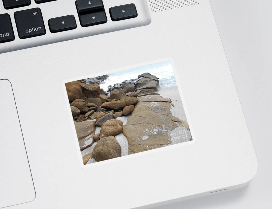 Rocks Sticker featuring the photograph Rocks on the Shore by Nancy Graham