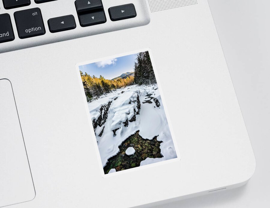Rocky Gorge Nh Sticker featuring the photograph Rocky Gorge Winter by Michael Hubley