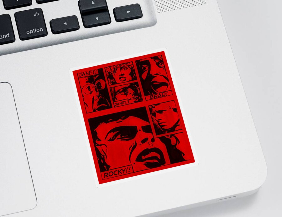 Rocky Sticker featuring the photograph ROCKY HORROR PICTURE SHOW in BLOOD RED by Rob Hans