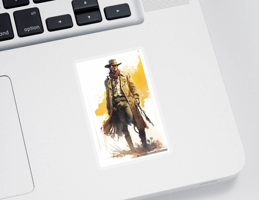 Rogue Jungle Cowboy Sticker featuring the digital art Rogue Jungle Cowboy by Caito Junqueira