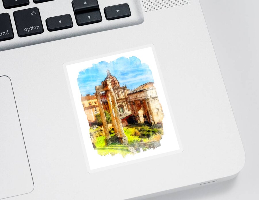 Rome Imperial Fora Sticker featuring the painting Rome Imperial Fora - 18 by AM FineArtPrints