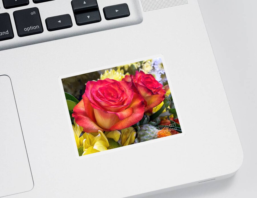 Roses Sticker featuring the photograph Rose Bouquet by Janice Drew