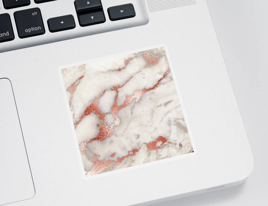 Marble Sticker featuring the painting Rose Gold Marble Blush Pink Copper Metallic Foil by Modern Art