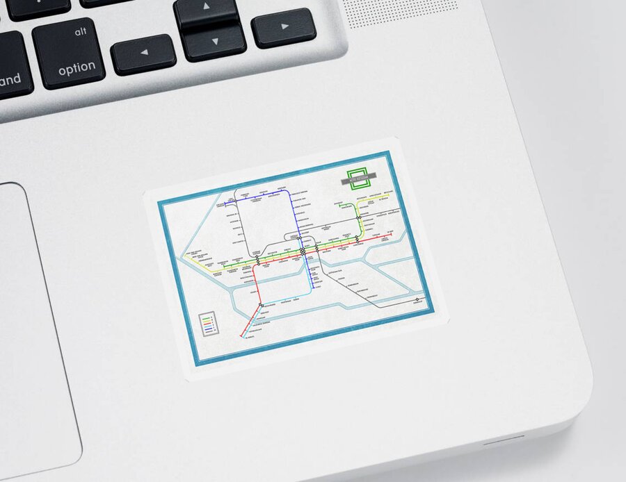 Metro Sticker featuring the digital art Rotterdam Metro Map by Frans Blok
