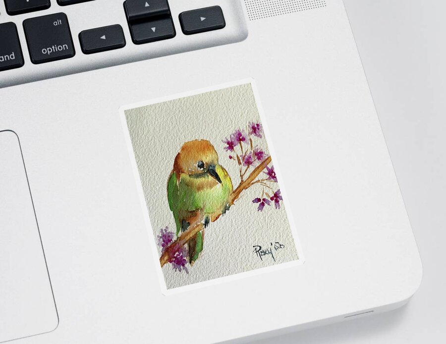 Round Bird Sticker featuring the painting Round Peeps by Roxy Rich