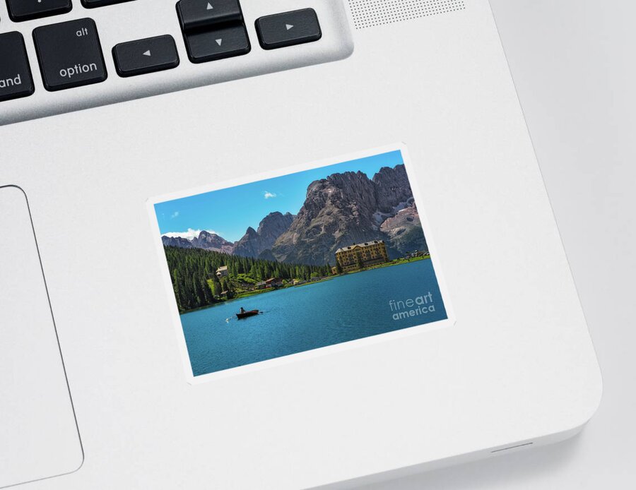 Misurina Sticker featuring the photograph Rowing in the lake by The P