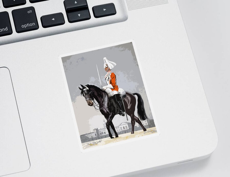 Horse Guards Sticker featuring the mixed media Royal Life Guard by Pennie McCracken