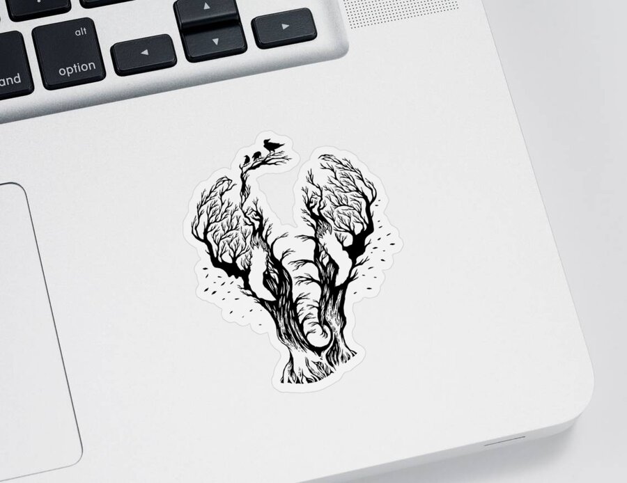Elephant Sticker featuring the painting Rubino Zen Elephant Red Tree White by Tony Rubino