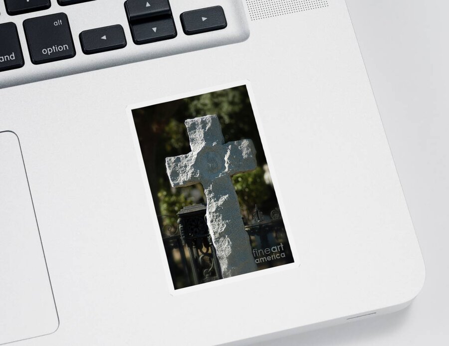 Cross Sticker featuring the photograph Ruged Stone Cross by Dale Powell