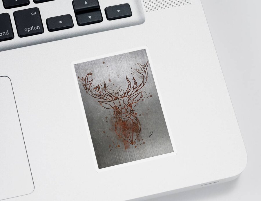 Rust Sticker featuring the painting Rust - Deer by Vart by Vart Studio