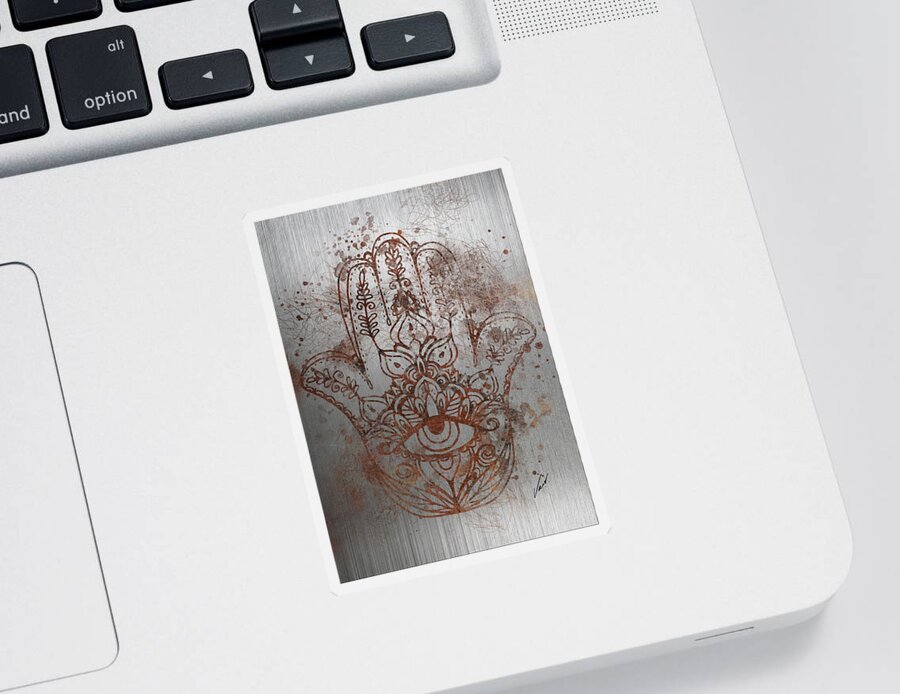 Rust Sticker featuring the painting Rust - The Hamsa by Vart by Vart