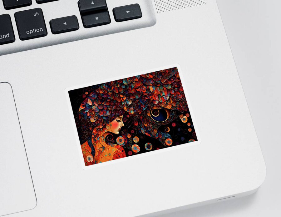 Abstract Women Sticker featuring the digital art Sad Beauty by Peggy Collins