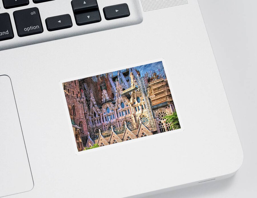 Barcelona Sticker featuring the photograph Sagrada Familia Basilica detail by Tatiana Travelways