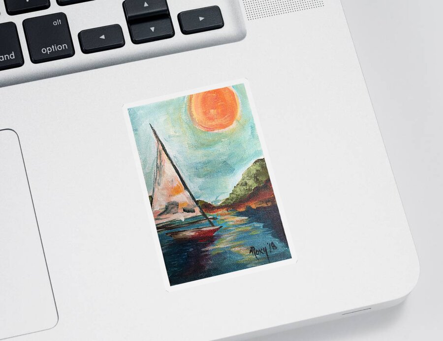 Sailboat Painting Sticker featuring the painting Sail by Catalina by Roxy Rich
