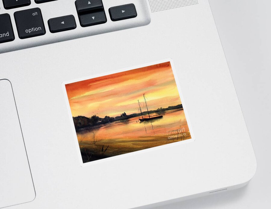 Sunset Sticker featuring the painting Sailor's Delight by Joseph Burger