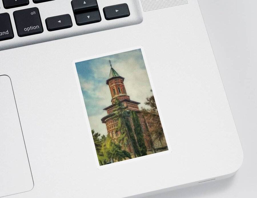 Iasi Sticker featuring the painting Saint Nicholas Princely Church by Jeffrey Kolker