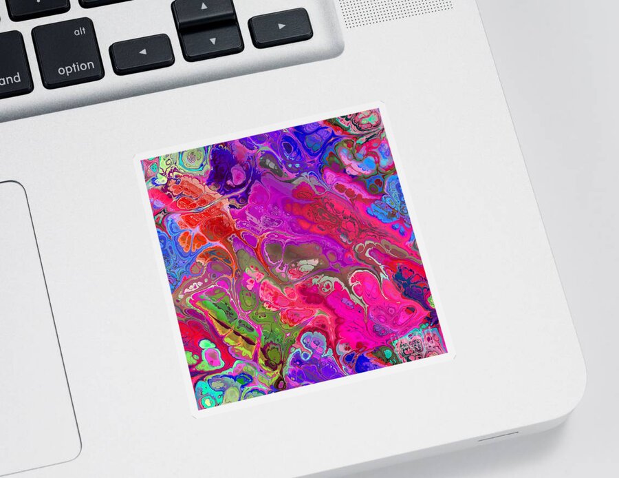Colorful Sticker featuring the digital art Samijan - Funky Artistic Colorful Abstract Marble Fluid Digital Art by Sambel Pedes