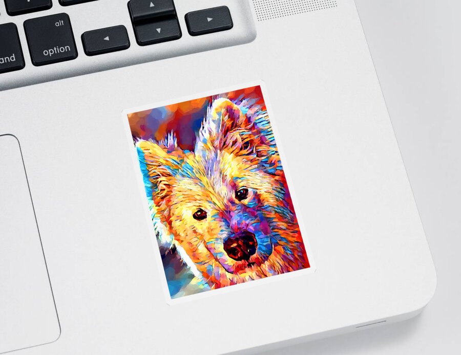 Dog Sticker featuring the painting Samoyed by Chris Butler