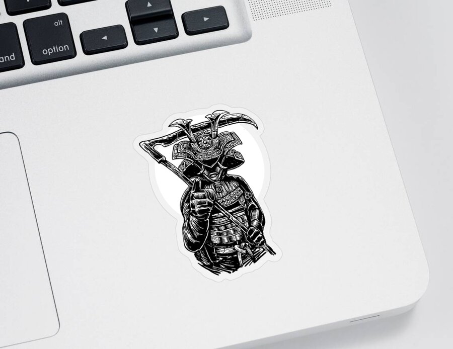 Samurai Sticker featuring the digital art Samurai Reaper by Long Shot