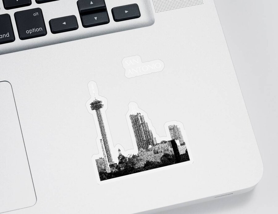 Architecture Sticker featuring the digital art San Antonio Skyline - Coral by DB Artist