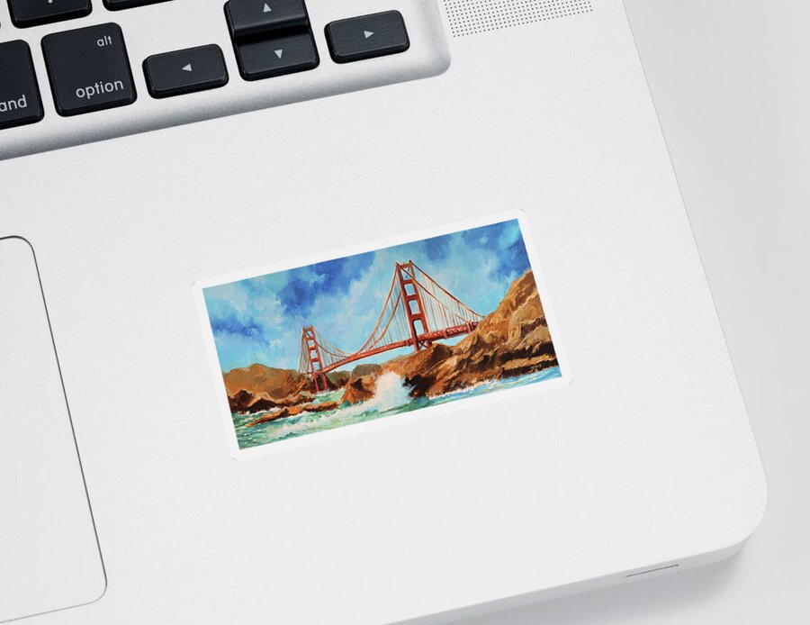 San Francisco Sticker featuring the painting San Francisco Golden Gate by Sv Bell