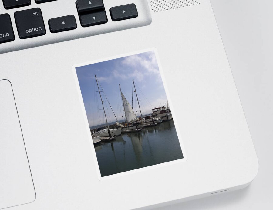  Sticker featuring the photograph San Francisco Sail Boats by Heather E Harman