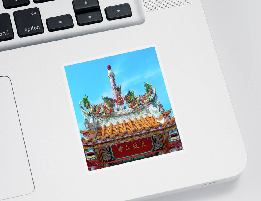 Scenic Sticker featuring the photograph San Jao Wat Chaeng Shrine Small Shrine Dragon Roof DTHNR0339 by Gerry Gantt
