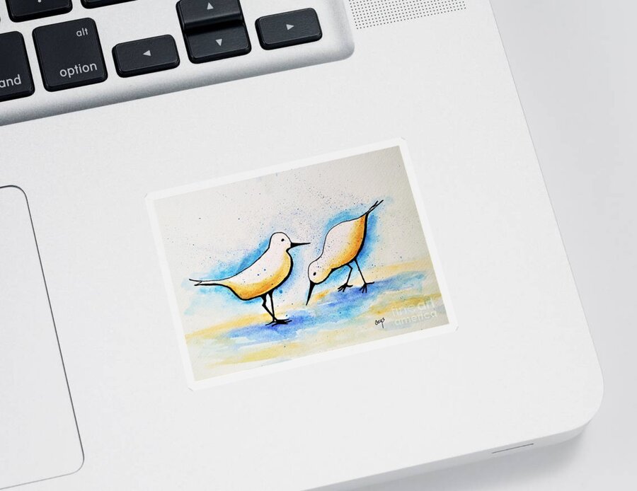 Sandpipers Sticker featuring the painting Sandpipers by Irene Czys