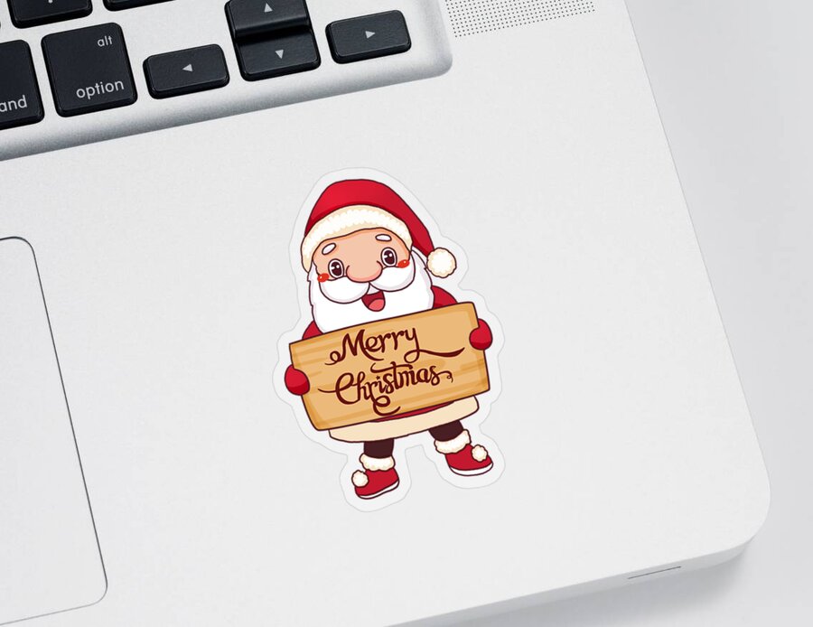 Merry Christmas Sticker featuring the digital art Santa Claus MERRY Christmas by Mopssy Stopsy