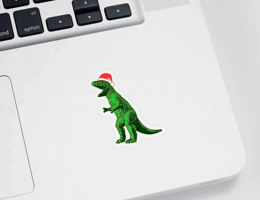 Christmas 2023 Sticker featuring the digital art Santasaurus by Flippin Sweet Gear