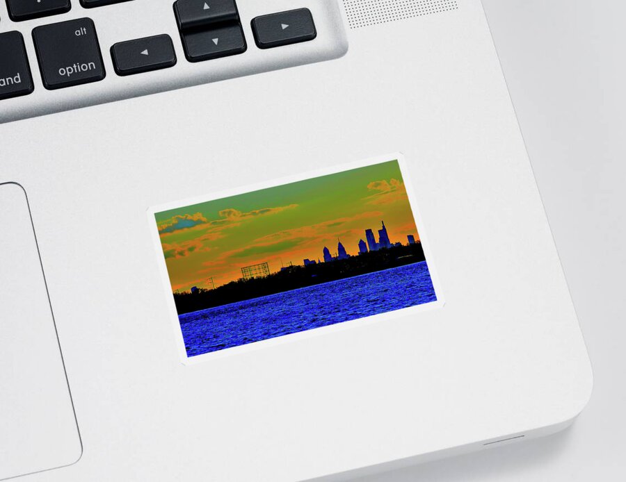 Skyline Sticker featuring the photograph Saturated Version of the Philadelphia Skyline by Linda Stern