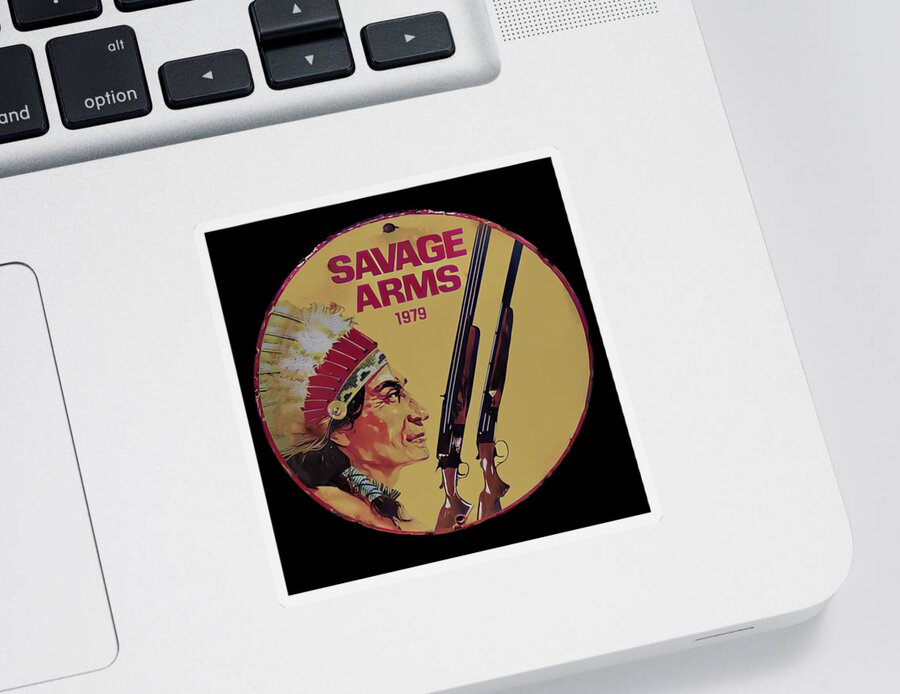 Savage Arms Sticker featuring the photograph Savage arms vintage sign by Flees Photos