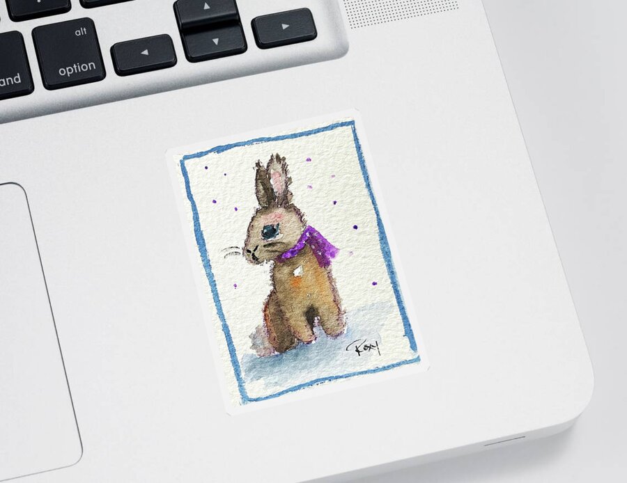 Drunk Bunny Sticker featuring the painting Scarf Bunny by Roxy Rich