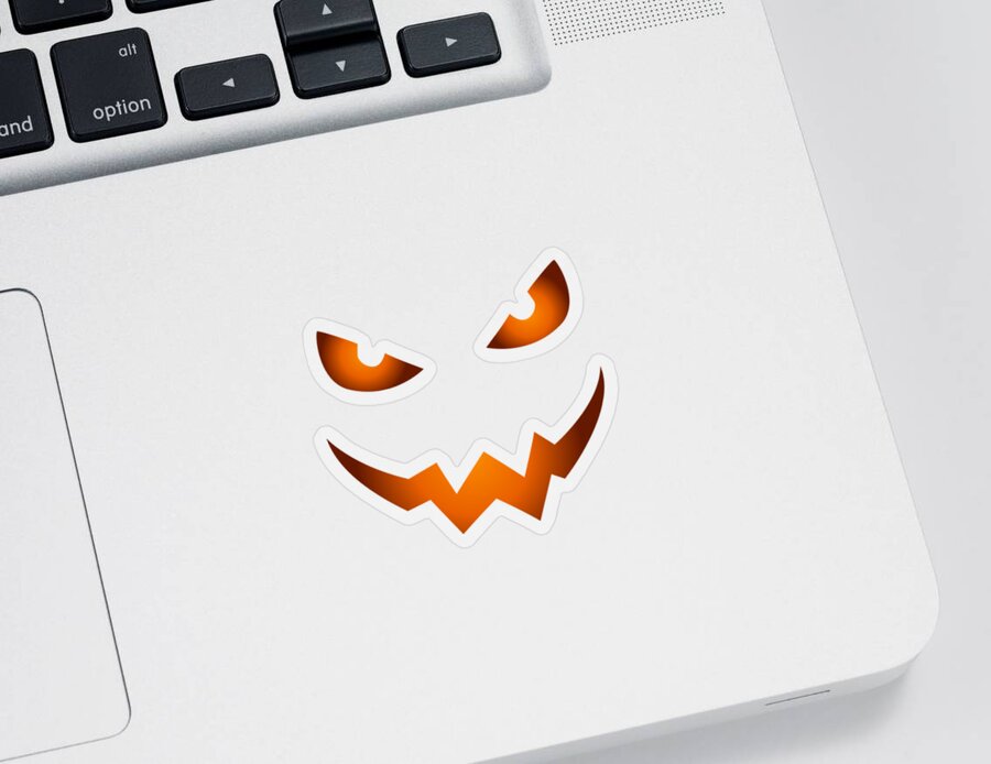 Scary Pumpkin Sticker featuring the digital art Scary Jack O Lantern Pumpkin Face Halloween Costume by Flippin Sweet Gear