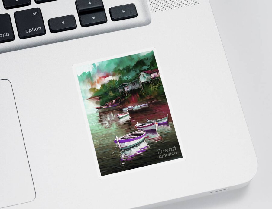 Scenery Sticker featuring the painting Scenery seascape 01 by Gull G